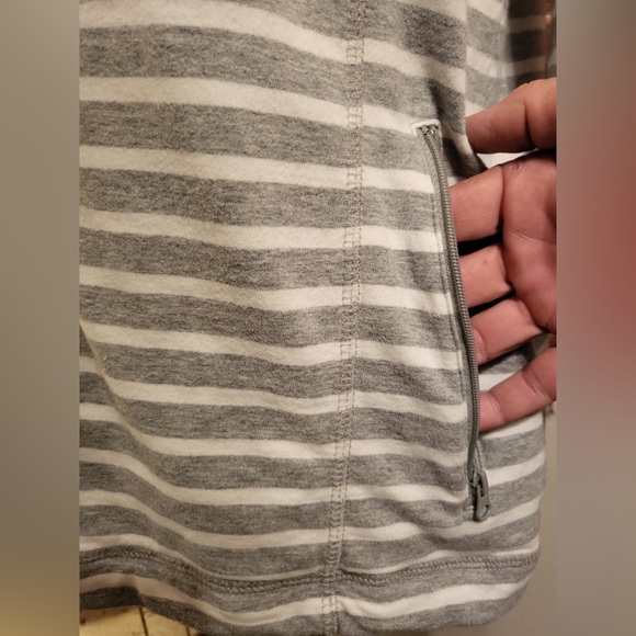 Gray and White Striped Zip-Up Jacket - Picture 6 of 6